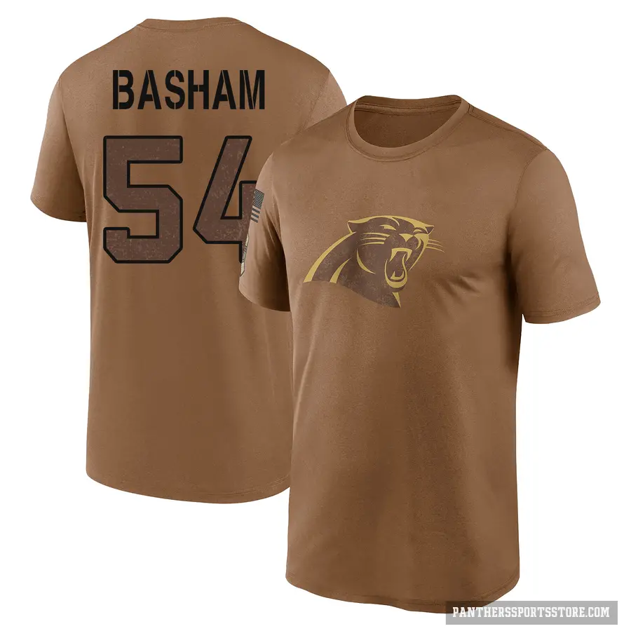Youth ＃54 Boogie Basham Carolina Panthers Brown 2023 Salute To Service Performance T-Shirt