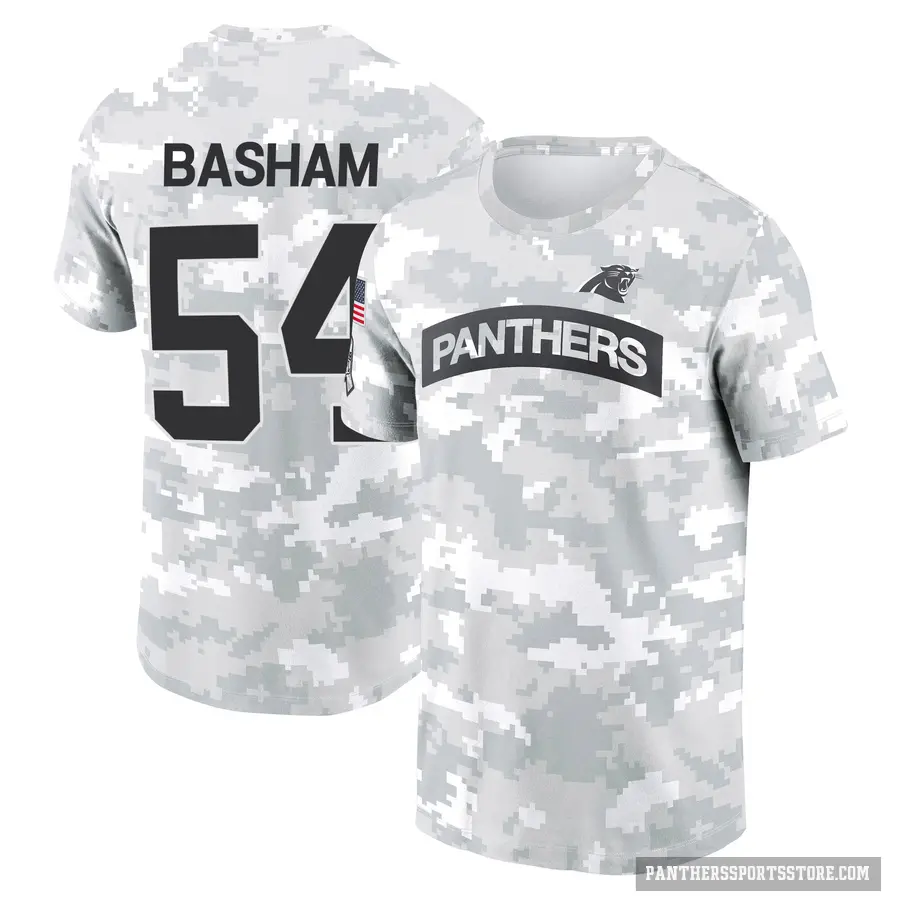 Youth ＃54 Boogie Basham Carolina Panthers Camo Arctic 2024 Salute to Service Performance T-Shirt