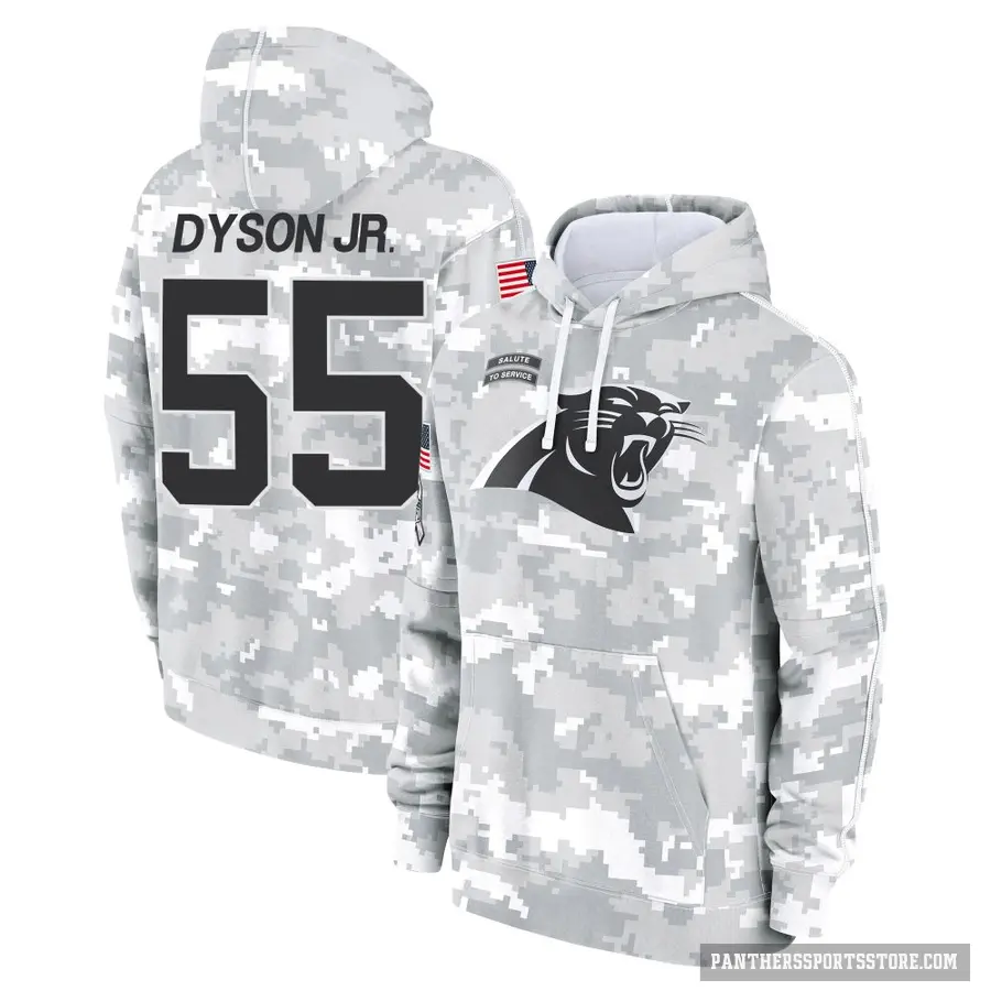 Youth ＃55 Kenny Dyson Jr. Carolina Panthers Arctic Camo 2024 Salute to Service Club Fleece Pullover Hoodie
