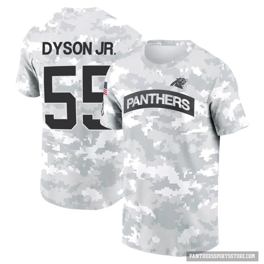 Youth ＃55 Kenny Dyson Jr. Carolina Panthers Camo Arctic 2024 Salute to Service Performance T-Shirt