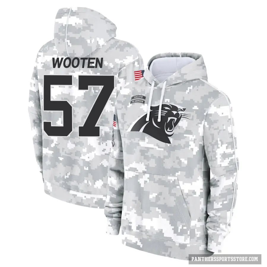 Youth ＃57 Chandler Wooten Carolina Panthers Arctic Camo 2024 Salute to Service Club Fleece Pullover Hoodie