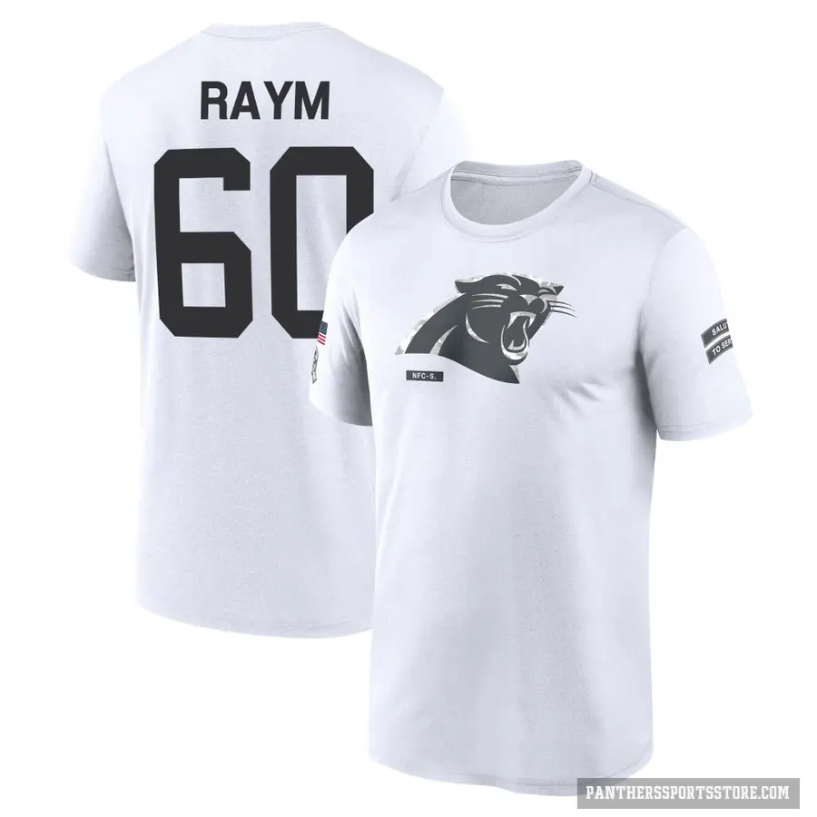 Youth ＃60 Andrew Raym Carolina Panthers White 2024 Salute to Service Performance T-Shirt