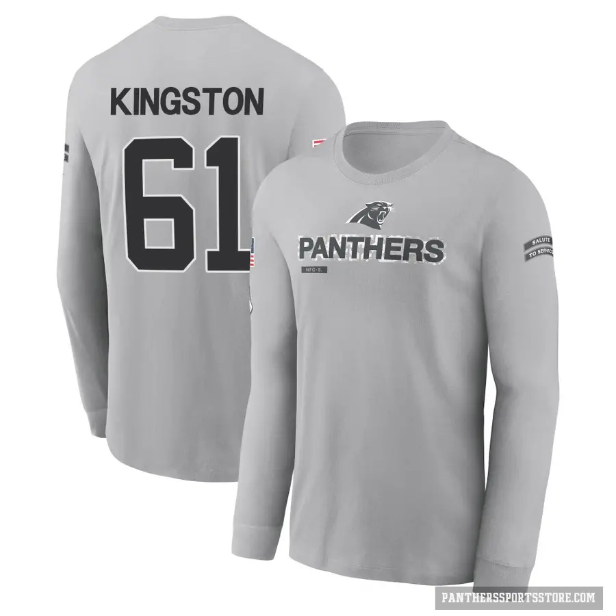 Youth ＃61 Jarrett Kingston Carolina Panthers Gray 2024 Salute to Service Long Sleeve T-Shirt