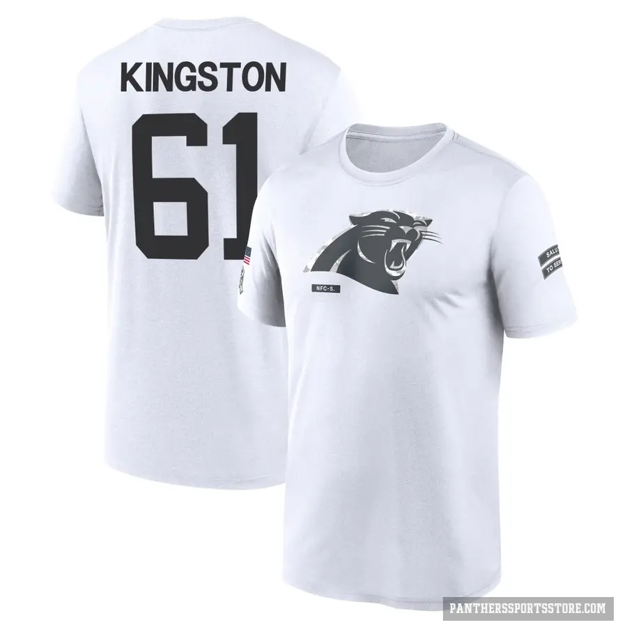 Youth ＃61 Jarrett Kingston Carolina Panthers White 2024 Salute to Service Performance T-Shirt