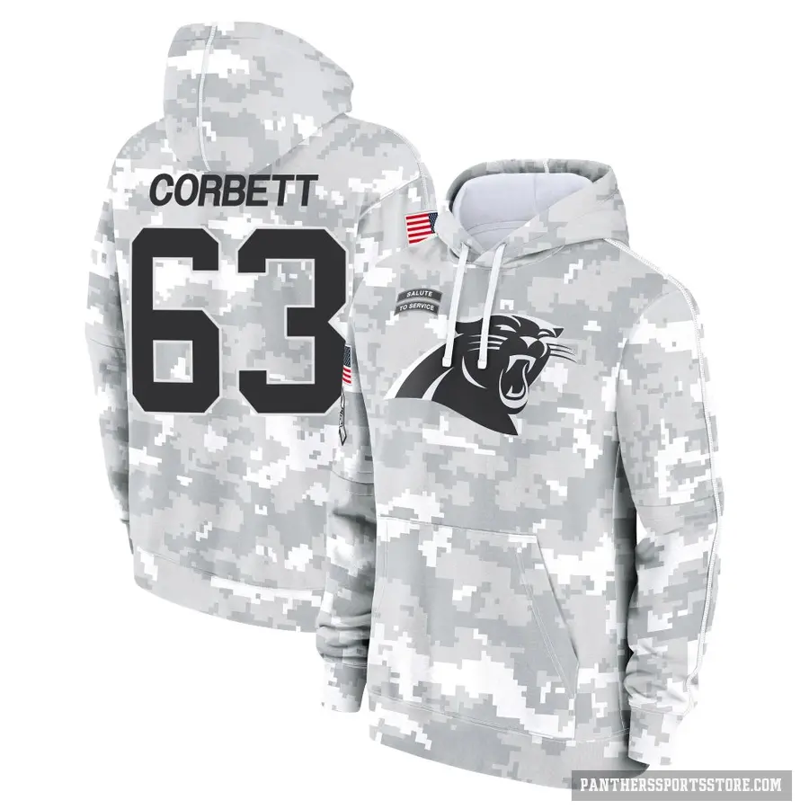 Youth ＃63 Austin Corbett Carolina Panthers Arctic Camo 2024 Salute to Service Club Fleece Pullover Hoodie