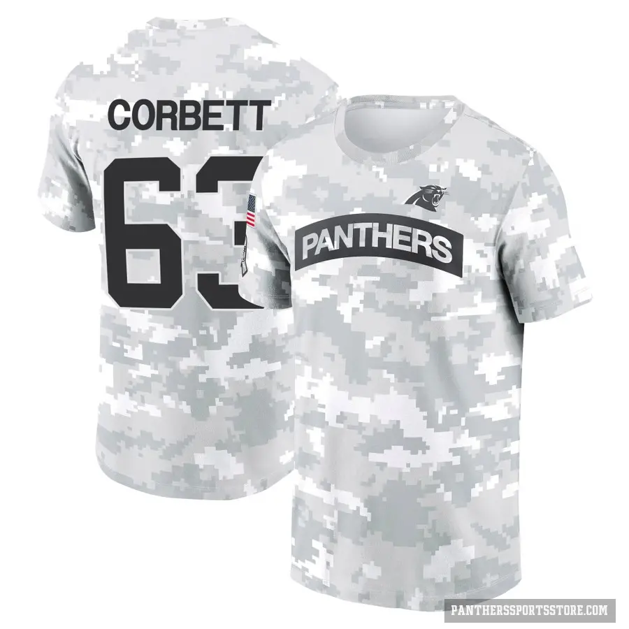 Youth ＃63 Austin Corbett Carolina Panthers Camo Arctic 2024 Salute to Service Performance T-Shirt