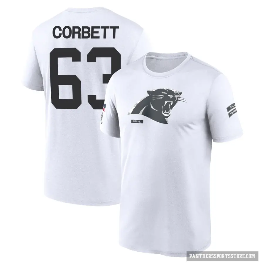 Youth ＃63 Austin Corbett Carolina Panthers White 2024 Salute to Service Performance T-Shirt