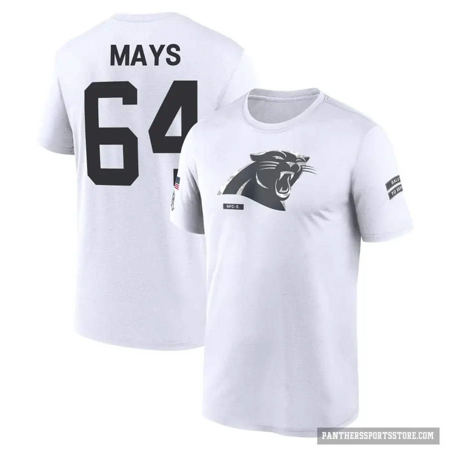 Youth ＃64 Cade Mays Carolina Panthers White 2024 Salute to Service Performance T-Shirt