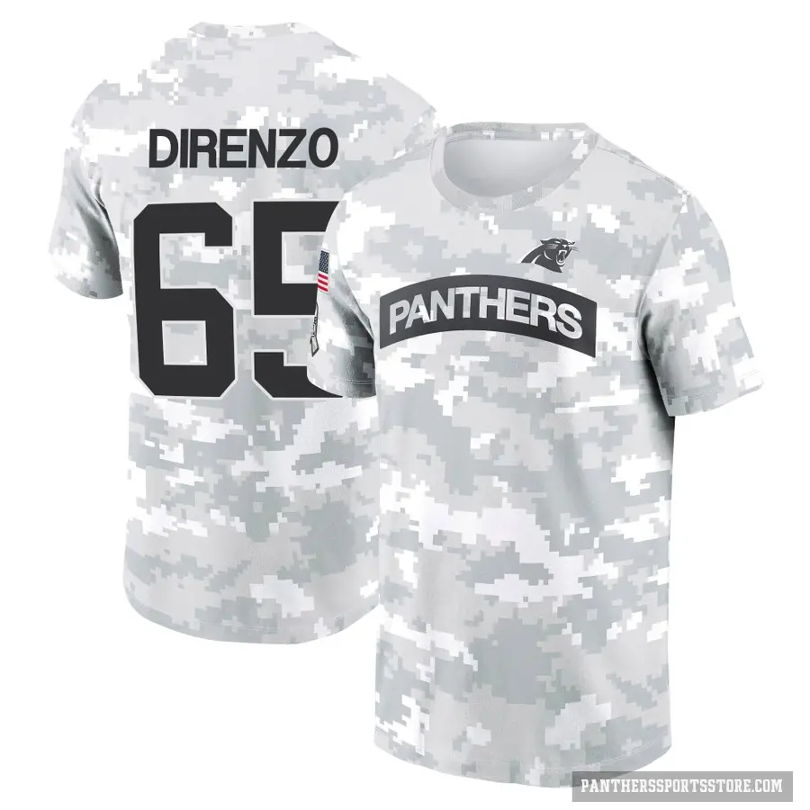 Youth ＃65 J.D. DiRenzo Carolina Panthers Camo Arctic 2024 Salute to Service Performance T-Shirt