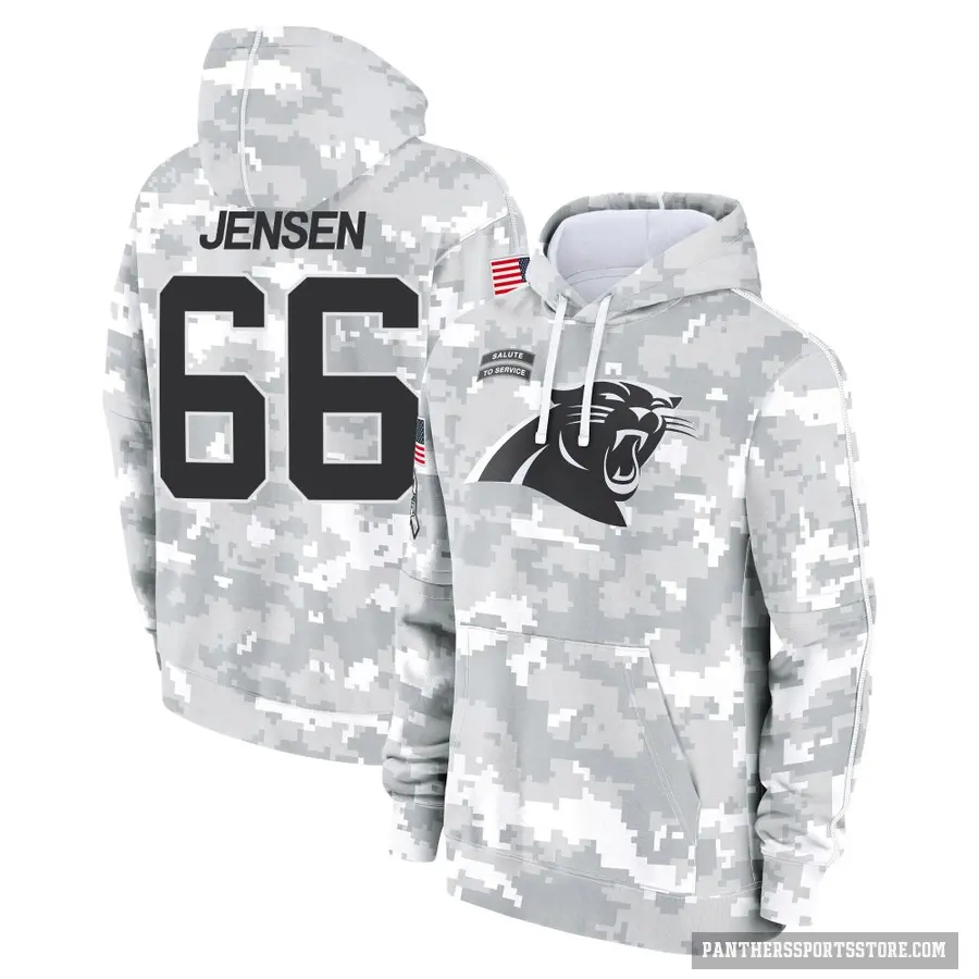 Youth ＃66 Nash Jensen Carolina Panthers Arctic Camo 2024 Salute to Service Club Fleece Pullover Hoodie