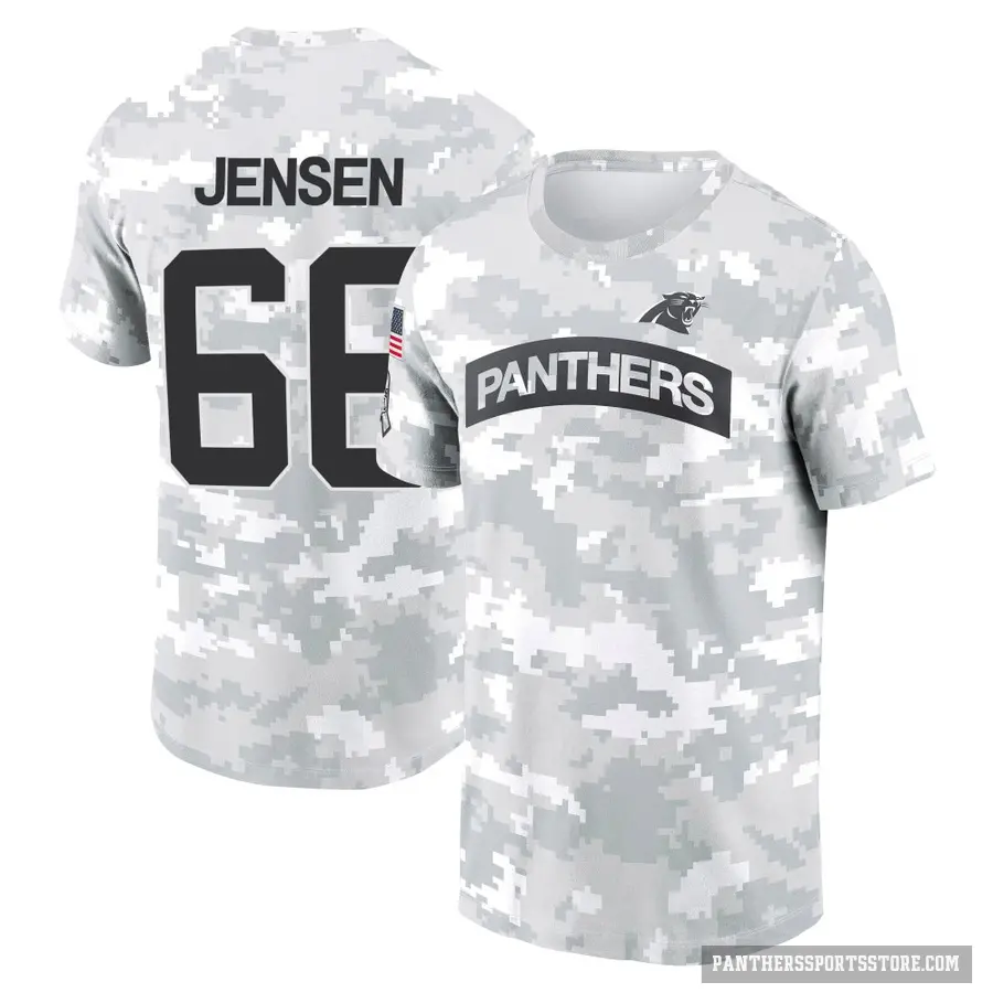 Youth ＃66 Nash Jensen Carolina Panthers Camo Arctic 2024 Salute to Service Performance T-Shirt