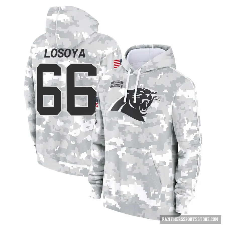 Youth ＃66 Steven Losoya Carolina Panthers Arctic Camo 2024 Salute to Service Club Fleece Pullover Hoodie