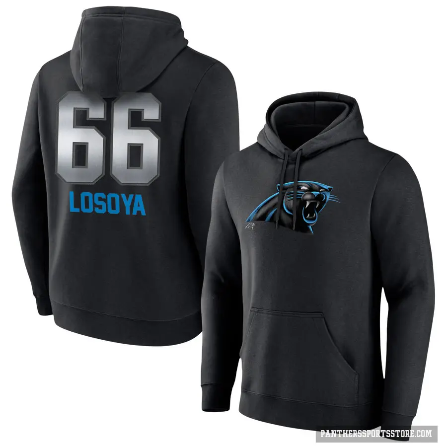 Youth ＃66 Steven Losoya Carolina Panthers Black Midnight Mascot Pullover Hoodie