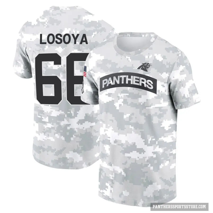 Youth ＃66 Steven Losoya Carolina Panthers Camo Arctic 2024 Salute to Service Performance T-Shirt