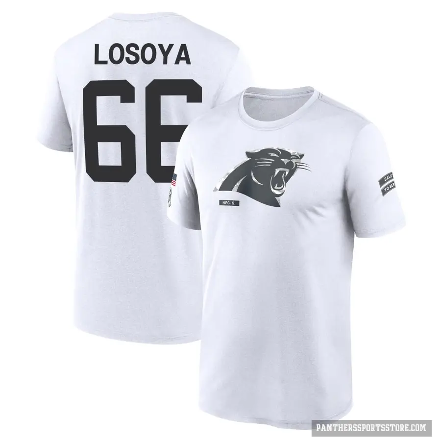 Youth ＃66 Steven Losoya Carolina Panthers White 2024 Salute to Service Performance T-Shirt