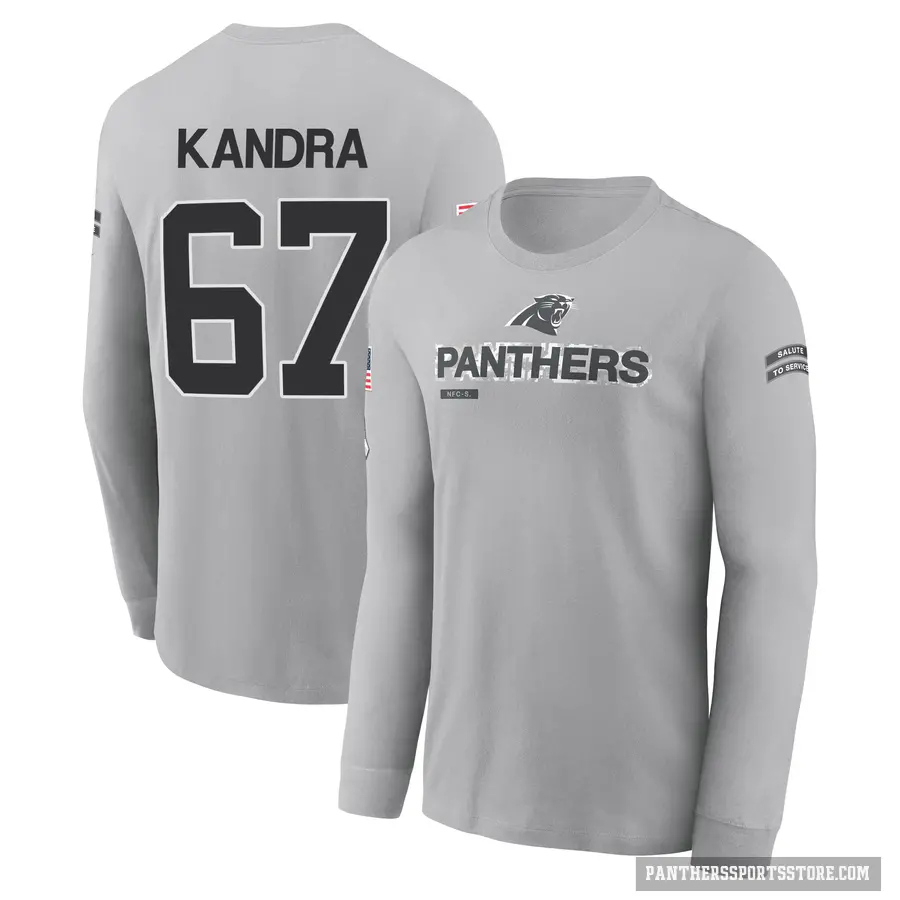 Youth ＃67 Luke Kandra Carolina Panthers Gray 2024 Salute to Service Long Sleeve T-Shirt