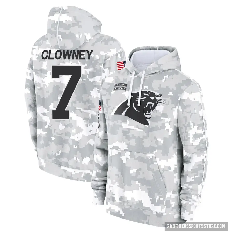 Youth ＃7 Jadeveon Clowney Carolina Panthers Arctic Camo 2024 Salute to Service Club Fleece Pullover Hoodie