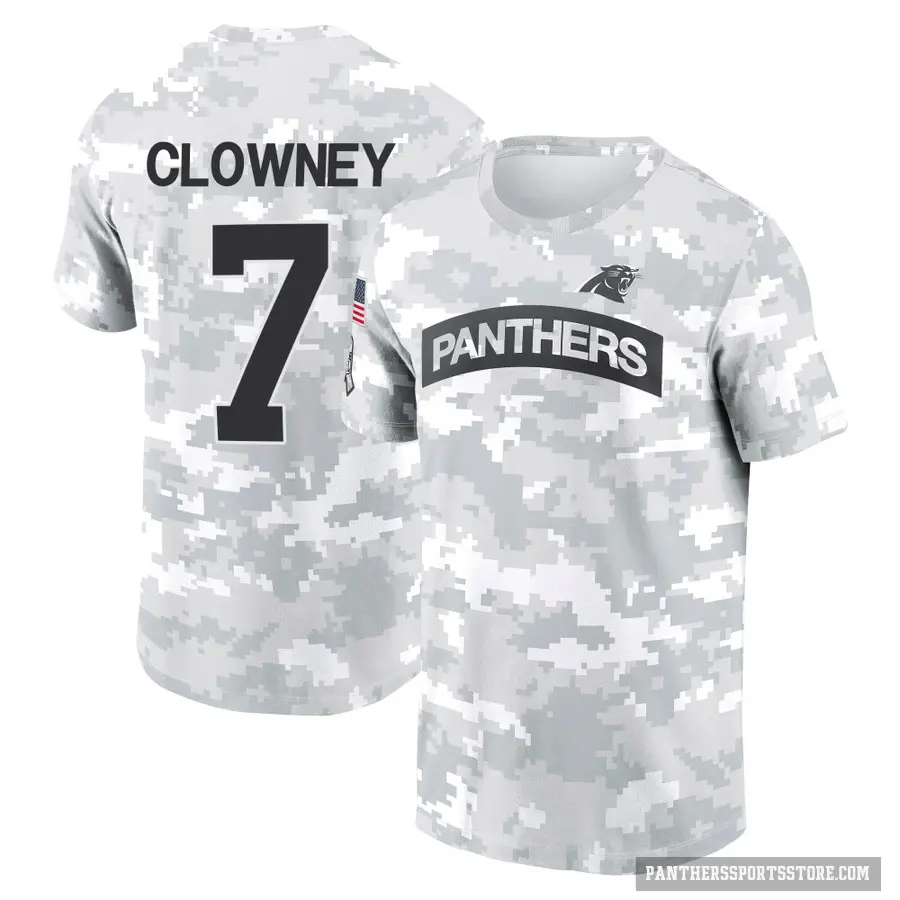 Youth ＃7 Jadeveon Clowney Carolina Panthers Camo Arctic 2024 Salute to Service Performance T-Shirt