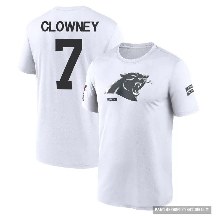 Youth ＃7 Jadeveon Clowney Carolina Panthers White 2024 Salute to Service Performance T-Shirt