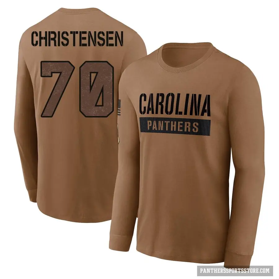 Youth ＃70 Brady Christensen Carolina Panthers Brown 2023 Salute To Service Long Sleeve T-Shirt
