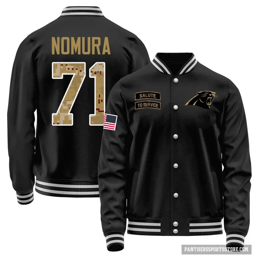 Youth ＃71 Tuasivi Nomura Carolina Panthers Black Salute to Service Sideline Performance Jacket