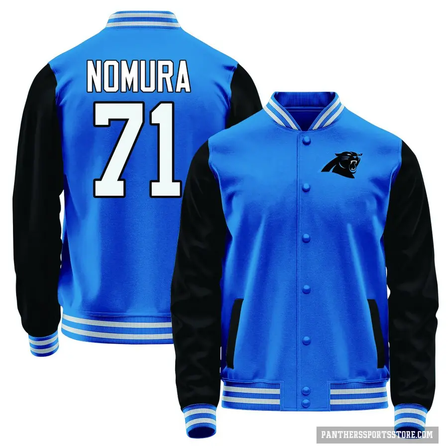 Youth ＃71 Tuasivi Nomura Carolina Panthers Blue/Black Full-Snap Name & Number Jacket