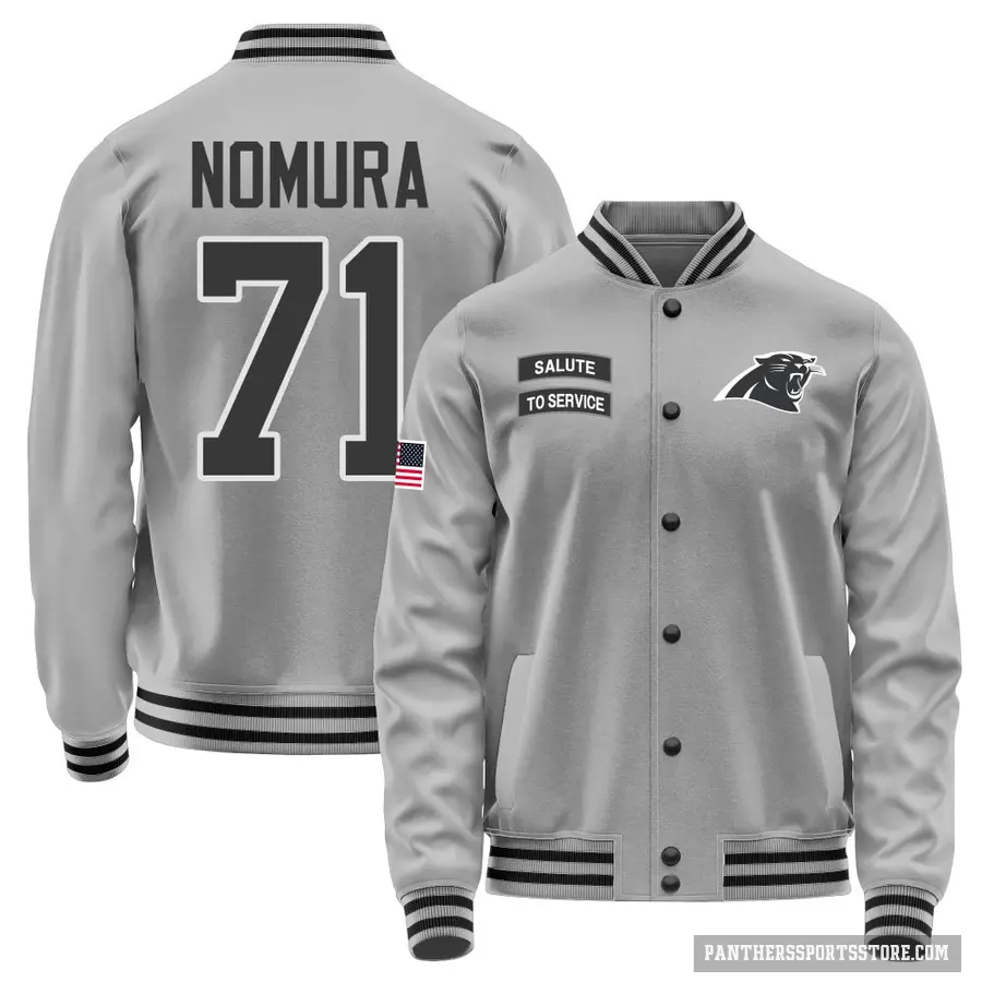 Youth ＃71 Tuasivi Nomura Carolina Panthers Gray Salute to Service Performance Jacket