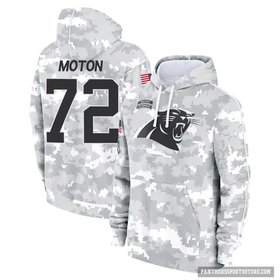 Youth ＃72 Taylor Moton Carolina Panthers Arctic Camo 2024 Salute to Service Club Fleece Pullover Hoodie