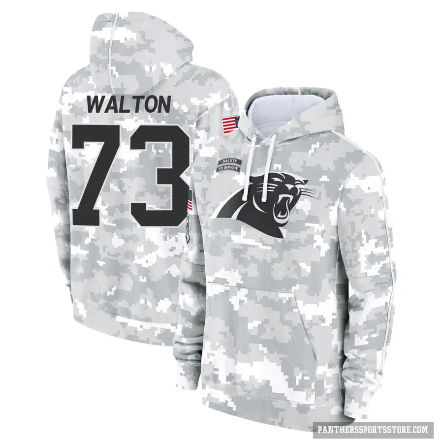 Youth ＃73 Brandon Walton Carolina Panthers Arctic Camo 2024 Salute to Service Club Fleece Pullover Hoodie