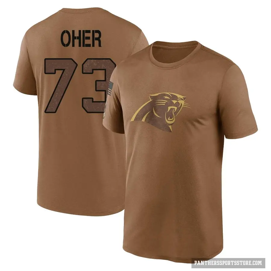 Youth ＃73 Michael Oher Carolina Panthers Brown 2023 Salute To Service Performance T-Shirt