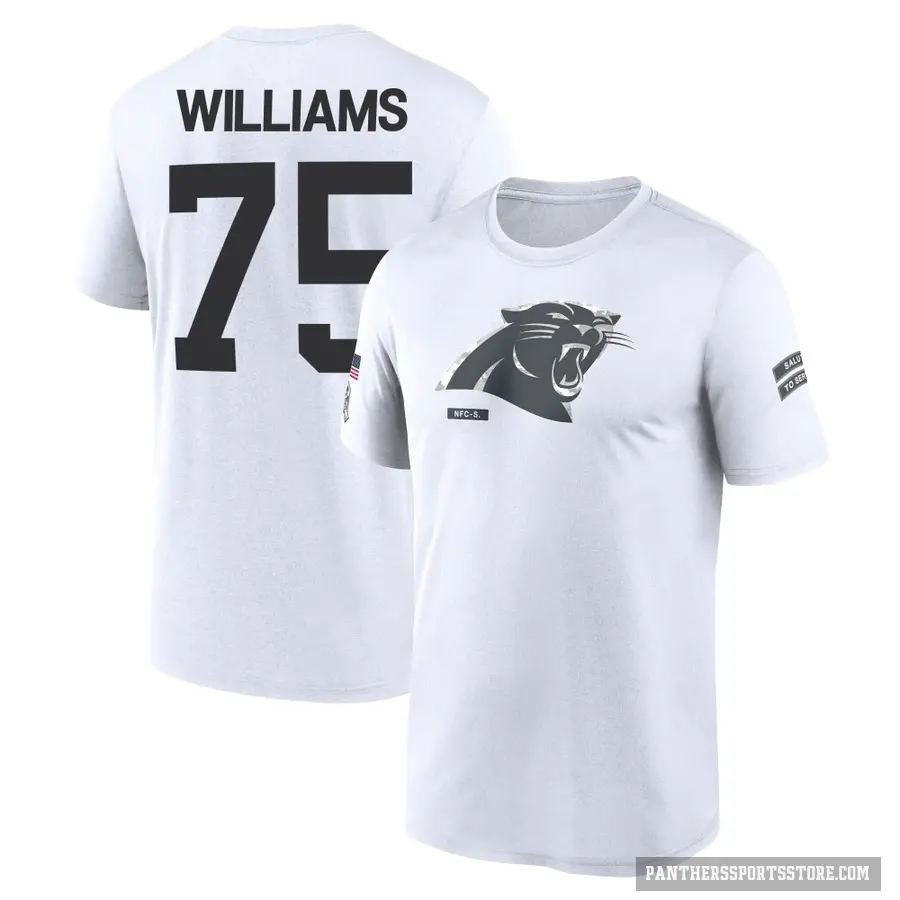 Youth ＃75 DeShawn Williams Carolina Panthers White 2024 Salute to Service Performance T-Shirt