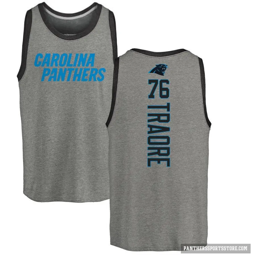 Youth ＃76 Badara Traore Carolina Panthers Ash Backer Tank Top