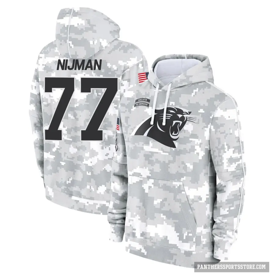 Youth ＃77 Yosh Nijman Carolina Panthers Arctic Camo 2024 Salute to Service Club Fleece Pullover Hoodie