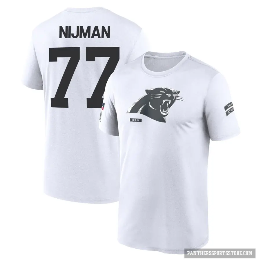 Youth ＃77 Yosh Nijman Carolina Panthers White 2024 Salute to Service Performance T-Shirt
