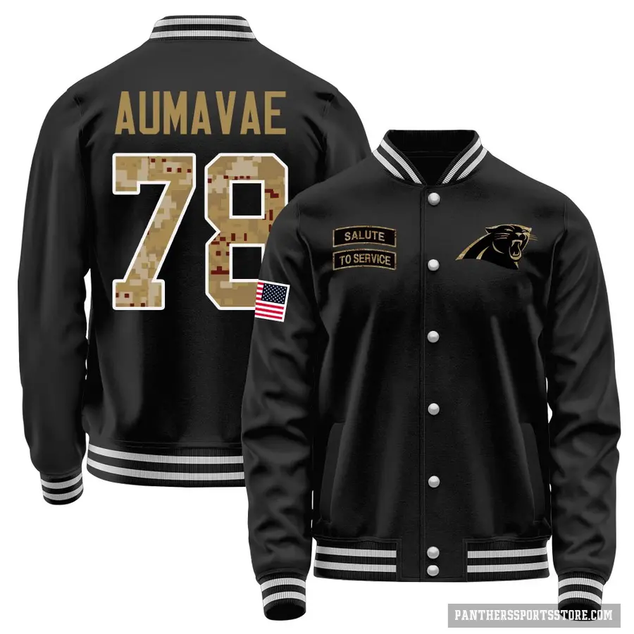 Youth ＃78 Popo Aumavae Carolina Panthers Black Salute to Service Sideline Performance Jacket