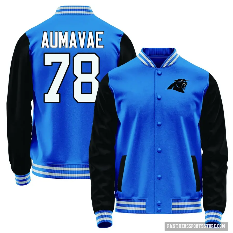 Youth ＃78 Popo Aumavae Carolina Panthers Blue/Black Full-Snap Name & Number Jacket