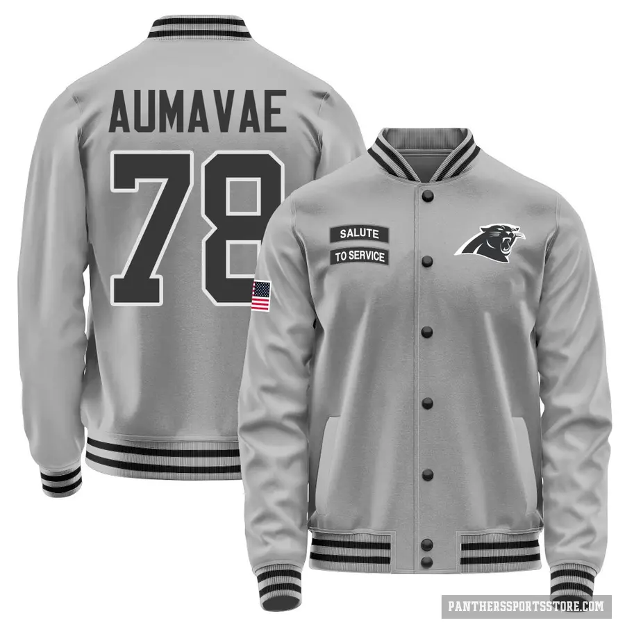 Youth ＃78 Popo Aumavae Carolina Panthers Gray Salute to Service Performance Jacket