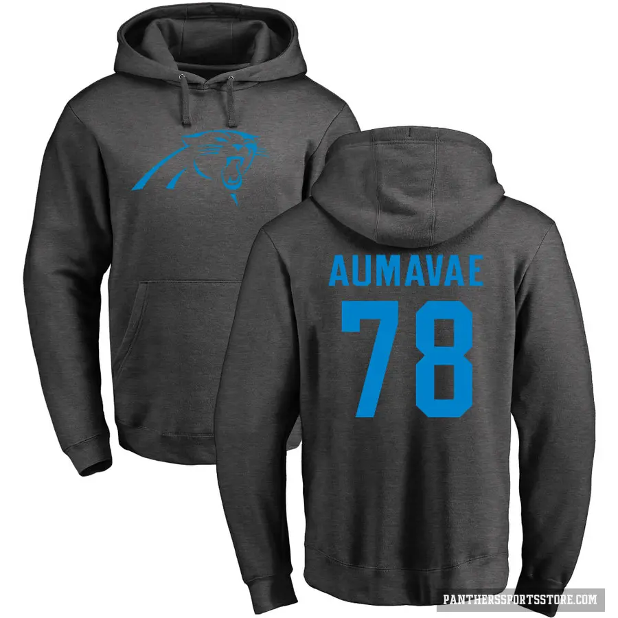 Youth ＃78 Popo Aumavae Carolina Panthers Pro Line by Branded Ash One Color Pullover Hoodie