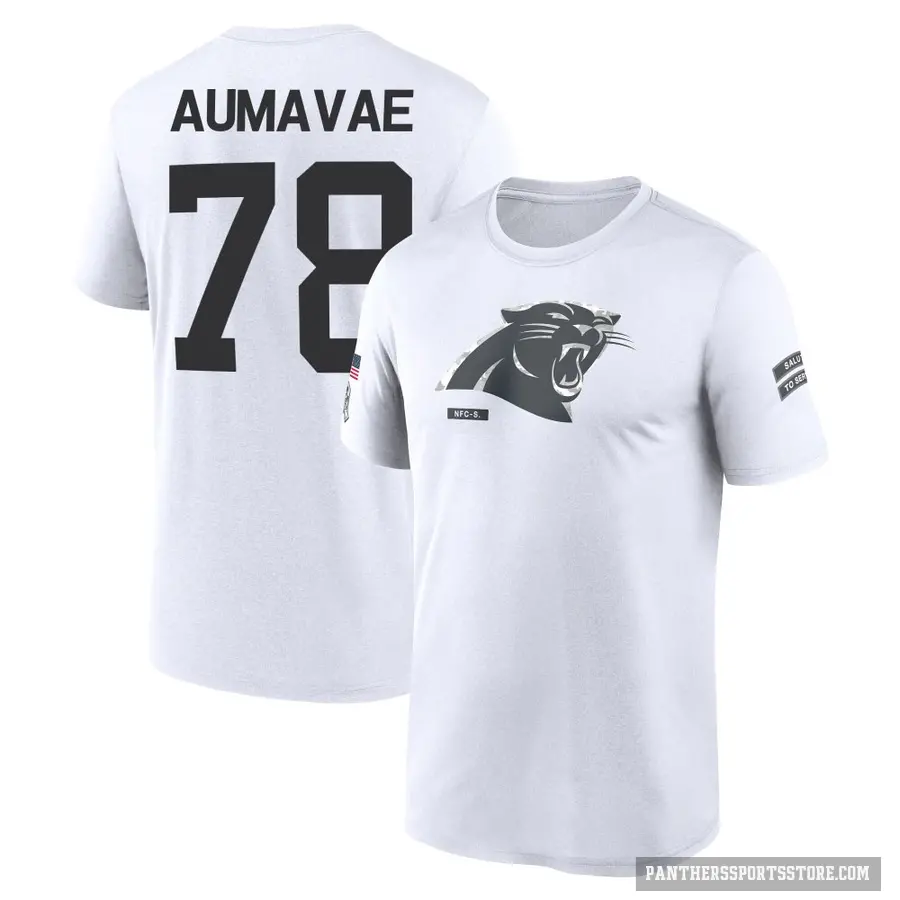 Youth ＃78 Popo Aumavae Carolina Panthers White 2024 Salute to Service Performance T-Shirt