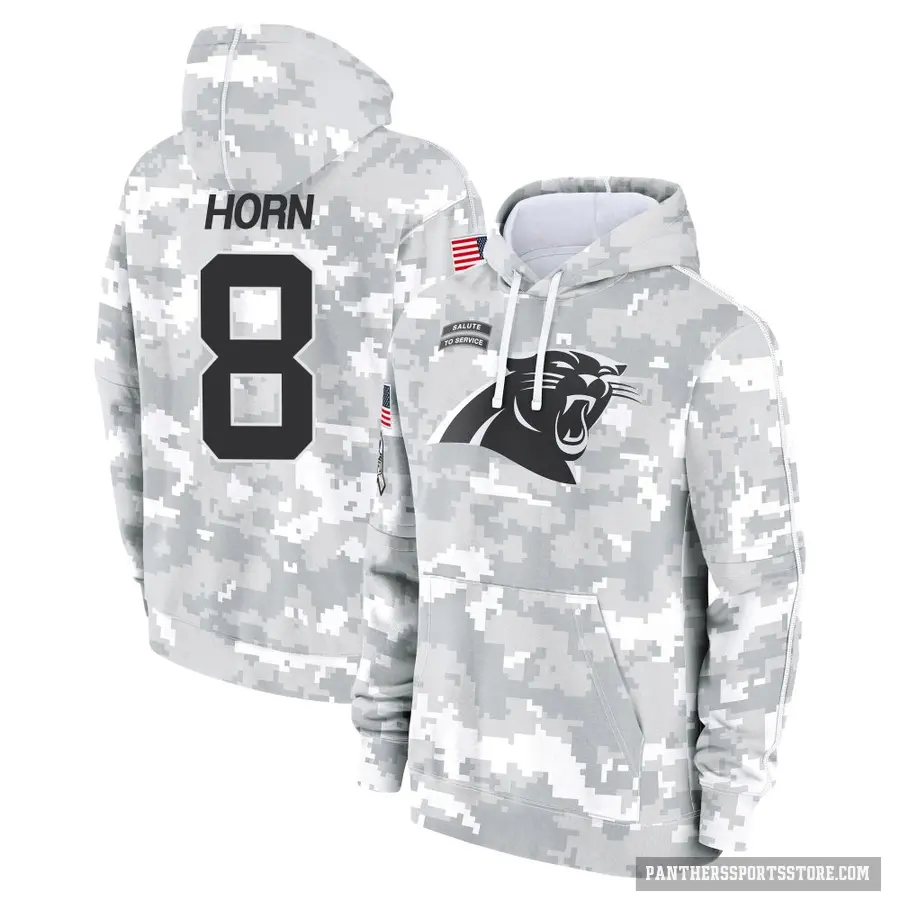 Youth ＃8 Jaycee Horn Carolina Panthers Arctic Camo 2024 Salute to Service Club Fleece Pullover Hoodie
