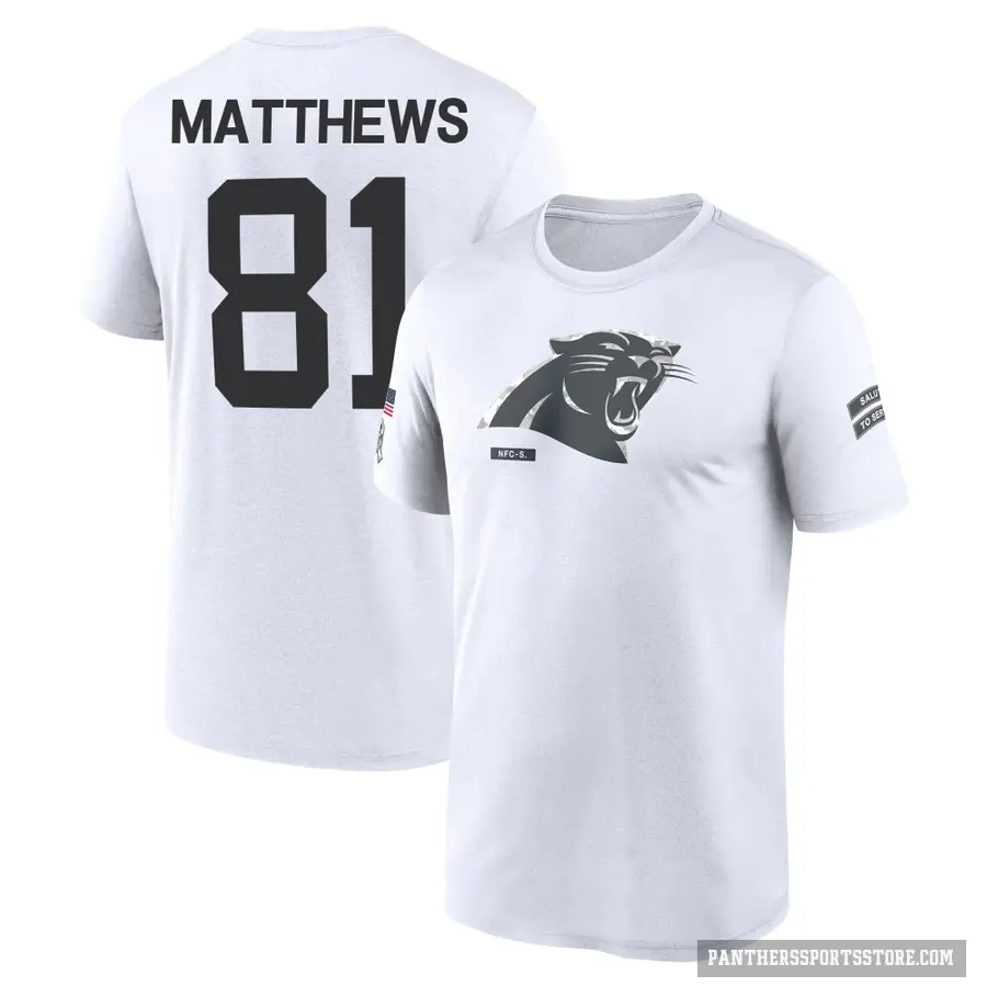 Youth ＃81 Jordan Matthews Carolina Panthers White 2024 Salute to Service Performance T-Shirt
