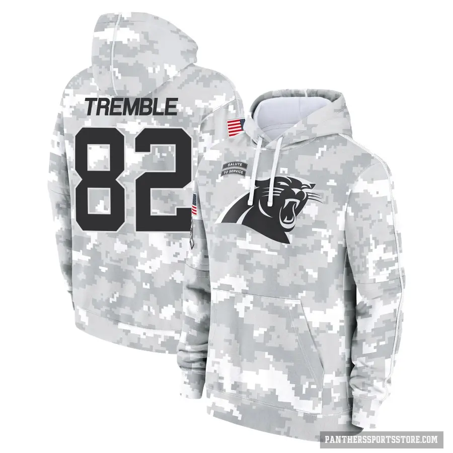 Youth ＃82 Tommy Tremble Carolina Panthers Arctic Camo 2024 Salute to Service Club Fleece Pullover Hoodie