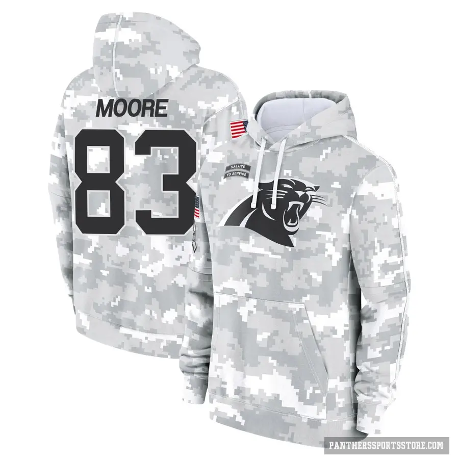 Youth ＃83 David Moore Carolina Panthers Arctic Camo 2024 Salute to Service Club Fleece Pullover Hoodie