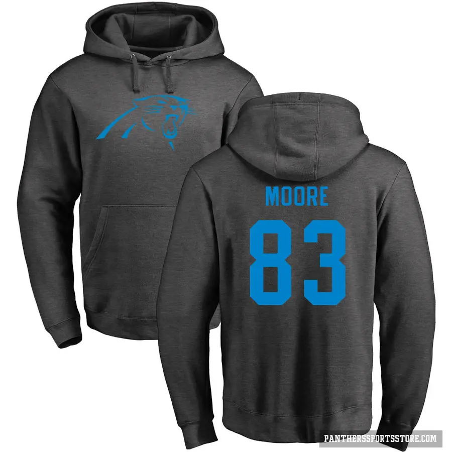 Youth ＃83 David Moore Carolina Panthers Pro Line by Branded Ash One Color Pullover Hoodie