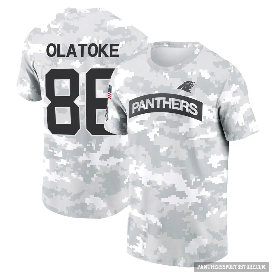 Youth ＃86 Praise Olatoke Carolina Panthers Camo Arctic 2024 Salute to Service Performance T-Shirt