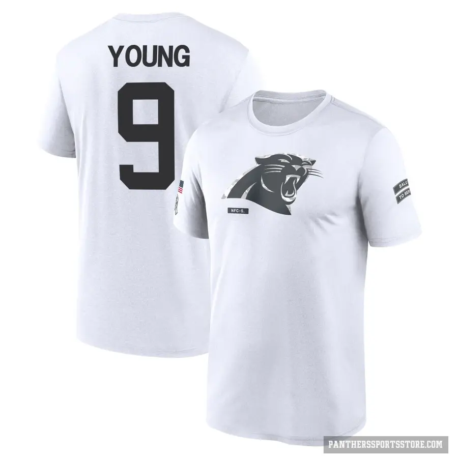 Youth ＃9 Bryce Young Carolina Panthers White 2024 Salute to Service Performance T-Shirt