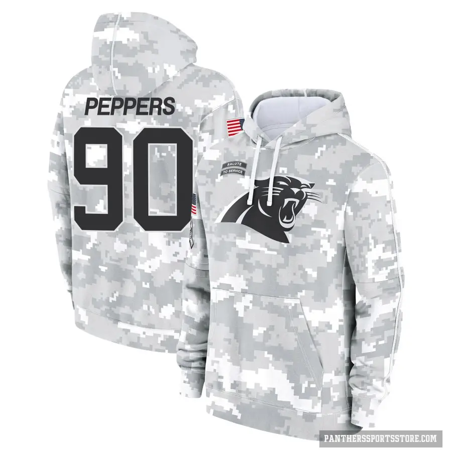 Youth ＃90 Julius Peppers Carolina Panthers Arctic Camo 2024 Salute to Service Club Fleece Pullover Hoodie