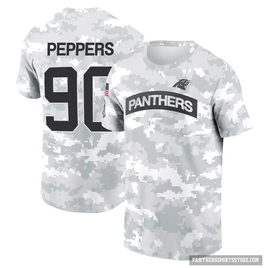 Youth ＃90 Julius Peppers Carolina Panthers Camo Arctic 2024 Salute to Service Performance T-Shirt