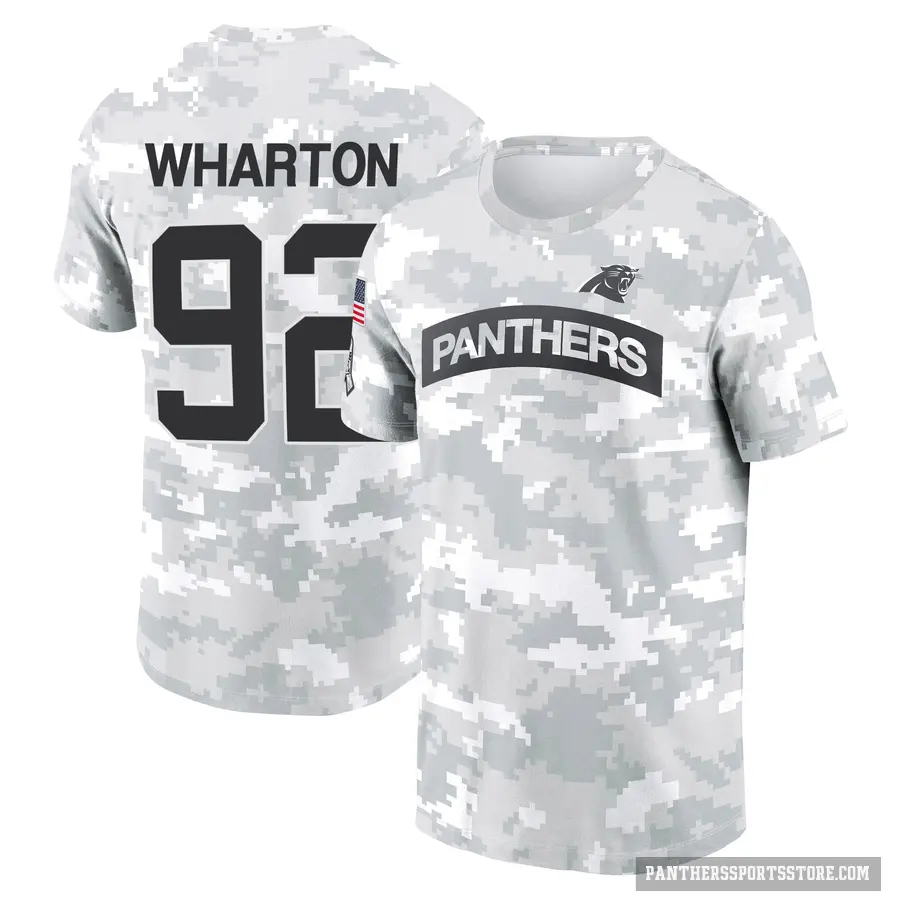 Youth ＃92 Tershawn Wharton Carolina Panthers Camo Arctic 2024 Salute to Service Performance T-Shirt