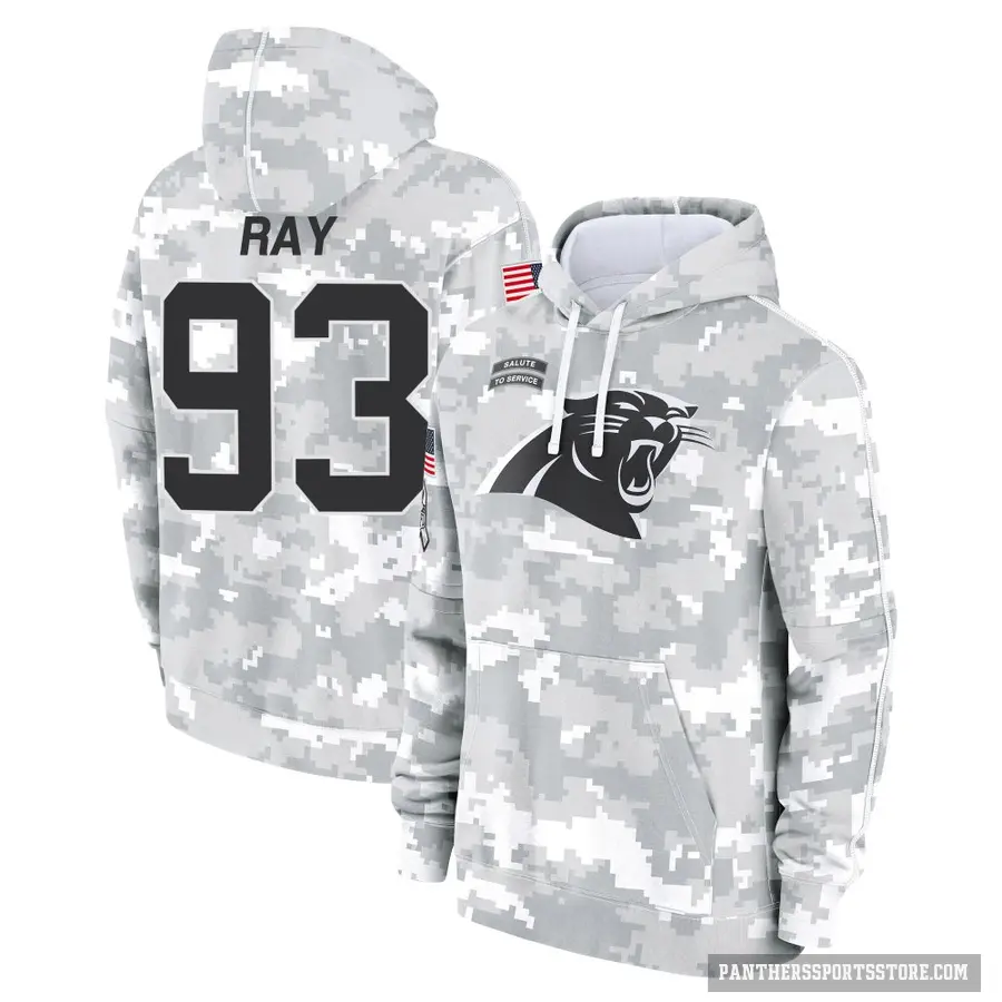 Youth ＃93 LaBryan Ray Carolina Panthers Arctic Camo 2024 Salute to Service Club Fleece Pullover Hoodie